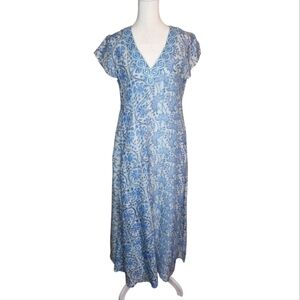 Bella Tu Block Print V Neck Maxi Dress with Beaded Trim Size XS